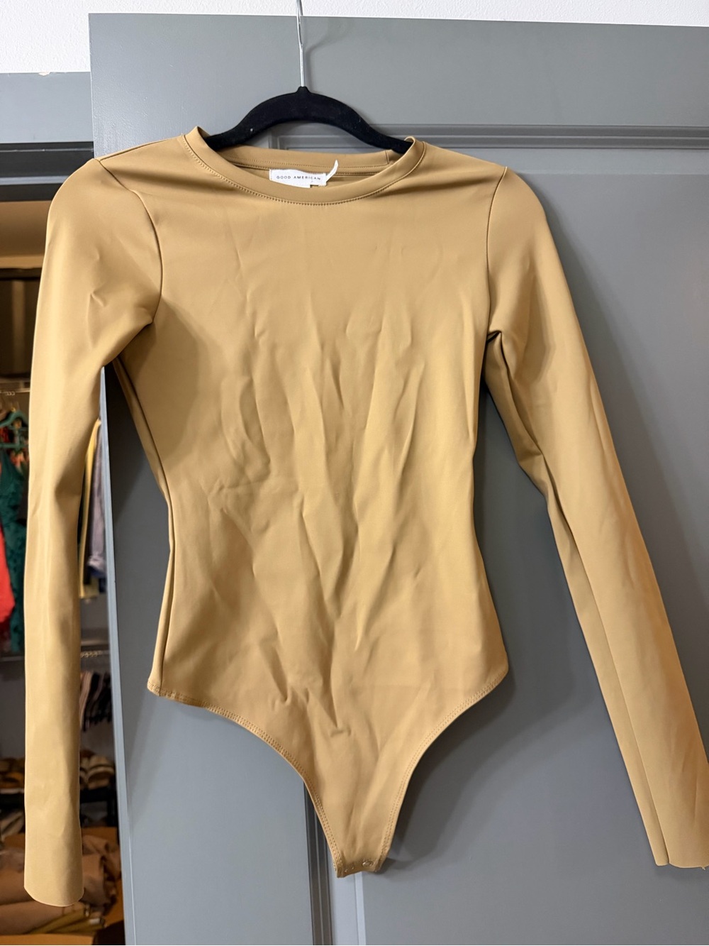 Good American Long Sleeve Tan Bodysuit